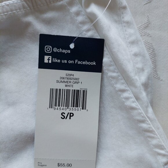 Chaps Cargo Shorts White Elastic Waist Cotton Summer Drawstring, Women S - Picture 2 of 7